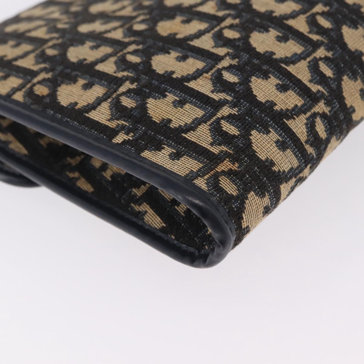 Christian Dior Trotter Canvas Chain Shoulder Bag Navy Gold Tone Auth 211003