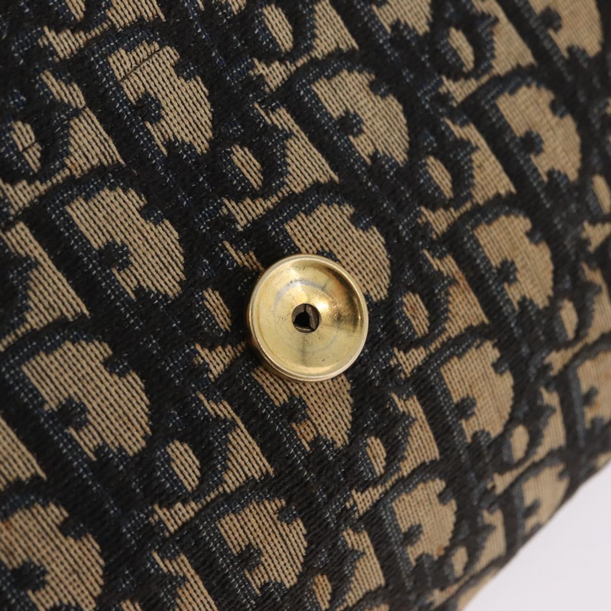 Christian Dior Trotter Canvas Chain Shoulder Bag Navy Gold Tone Auth 211003