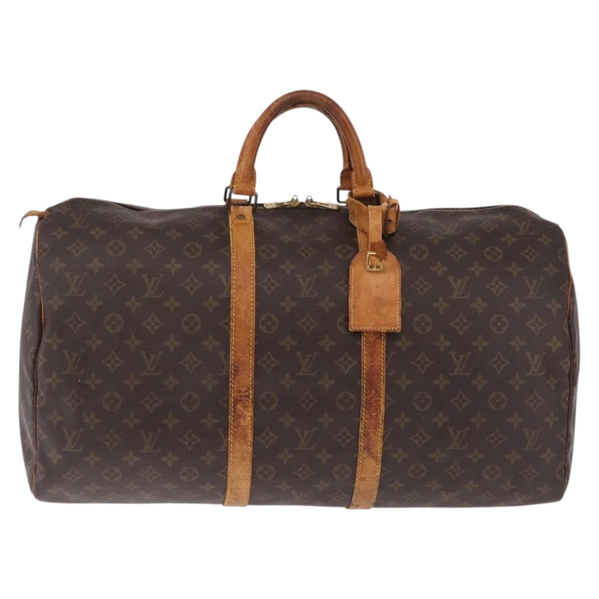 LOUIS VUITTON Monogram Keepall 55 Boston Bag M41424 LV Auth 211007