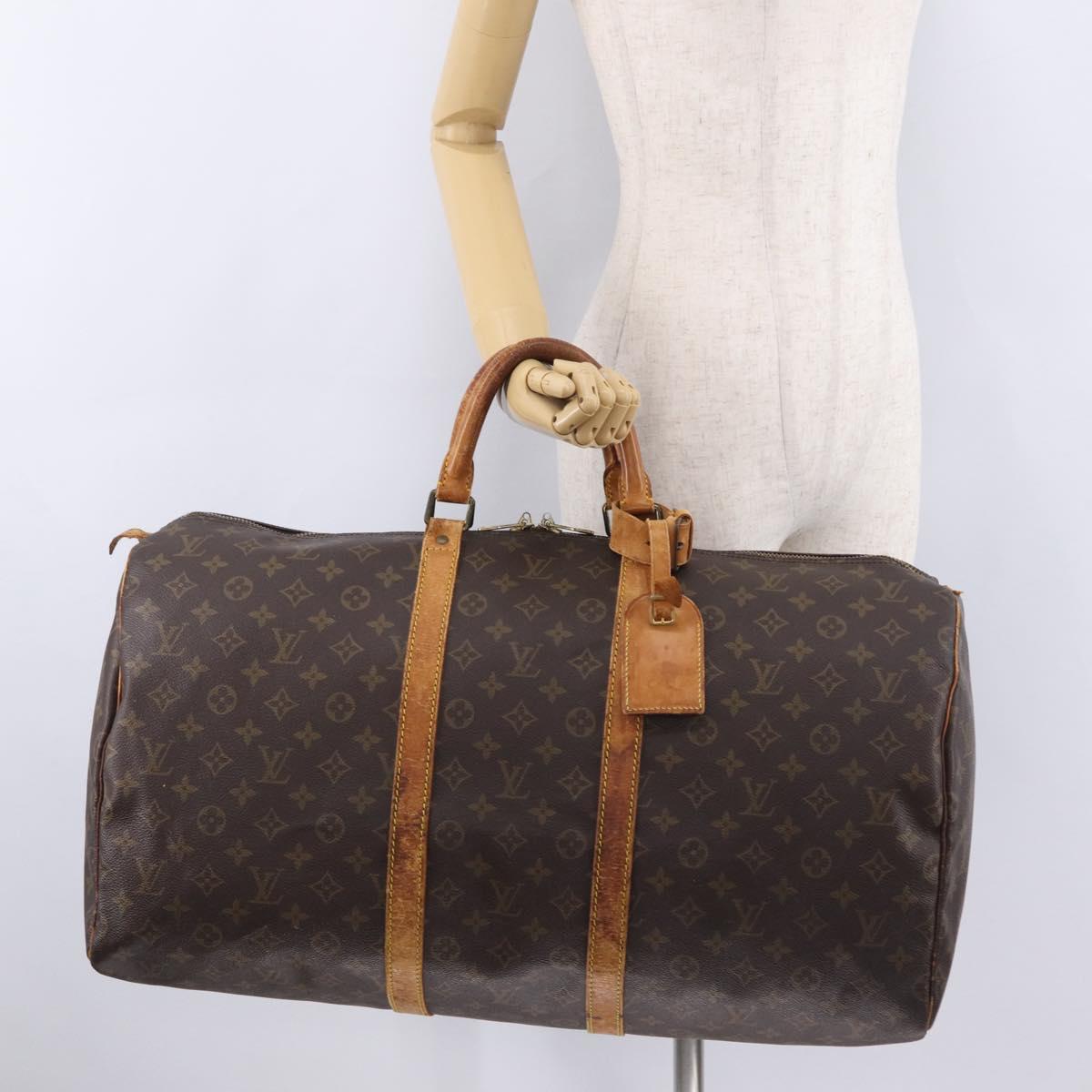 LOUIS VUITTON Monogram Keepall 55 Boston Bag M41424 LV Auth 211007