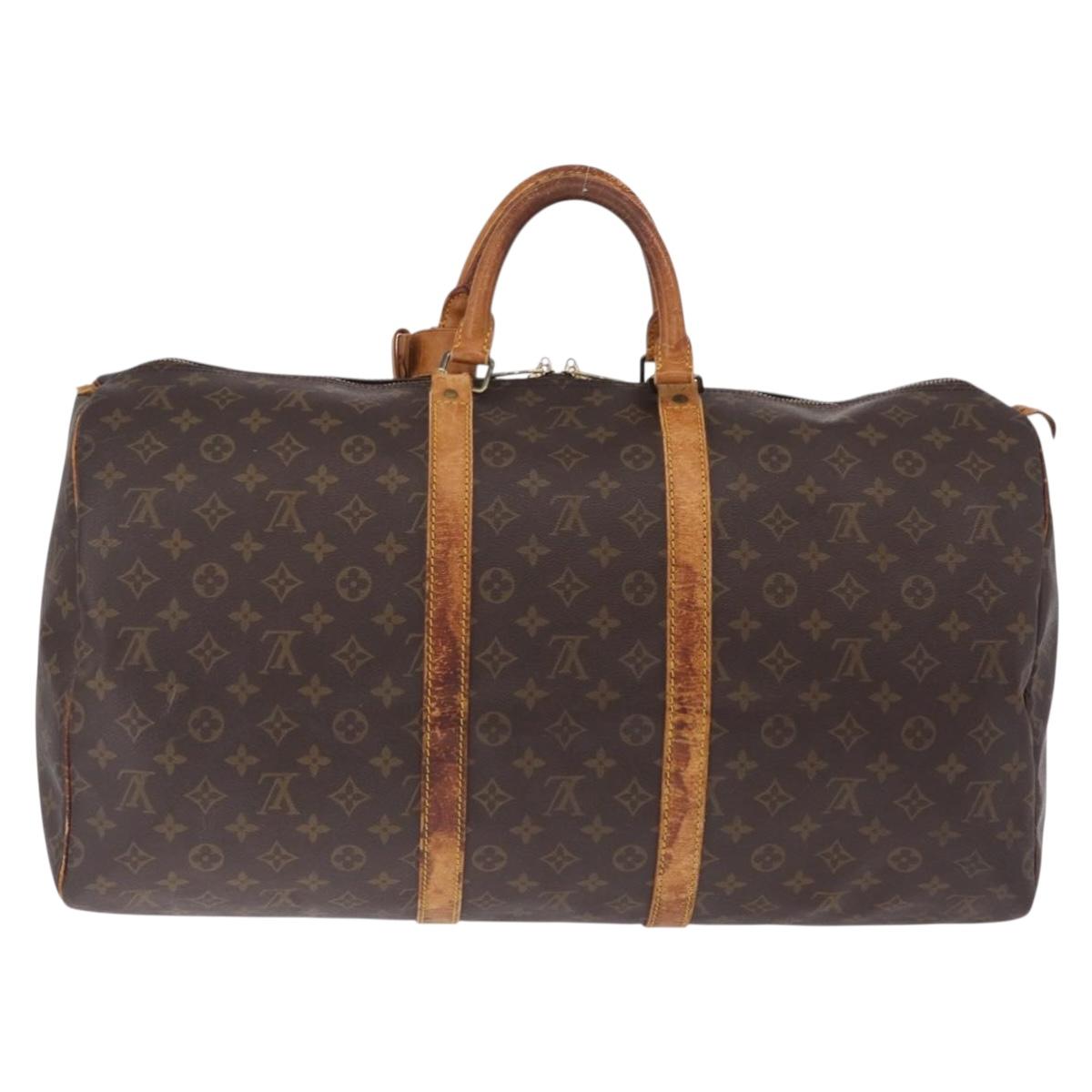 LOUIS VUITTON Monogram Keepall 55 Boston Bag M41424 LV Auth 211007