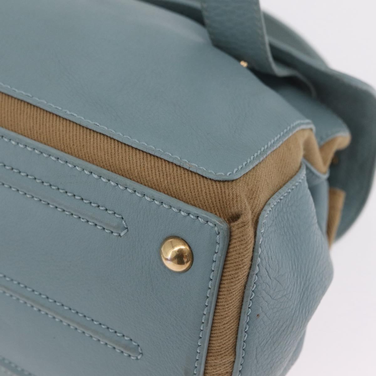 Saint Laurent Muse To Hand Bag Leather 2way Light Blue Gold 283731 Auth 211010V