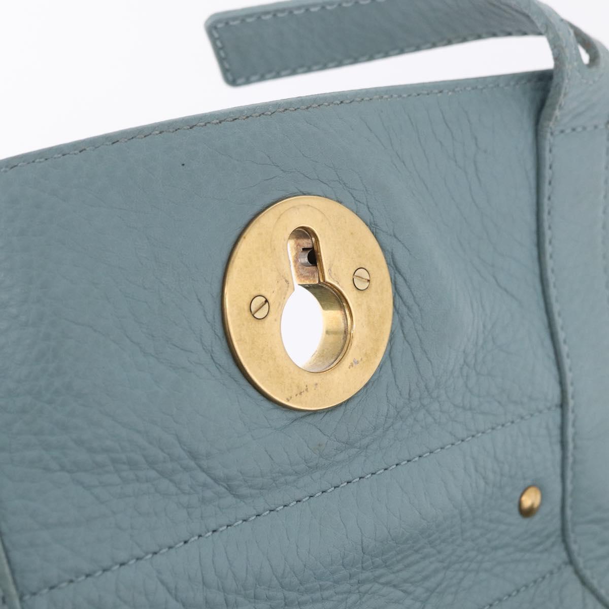 Saint Laurent Muse To Hand Bag Leather 2way Light Blue Gold 283731 Auth 211010V