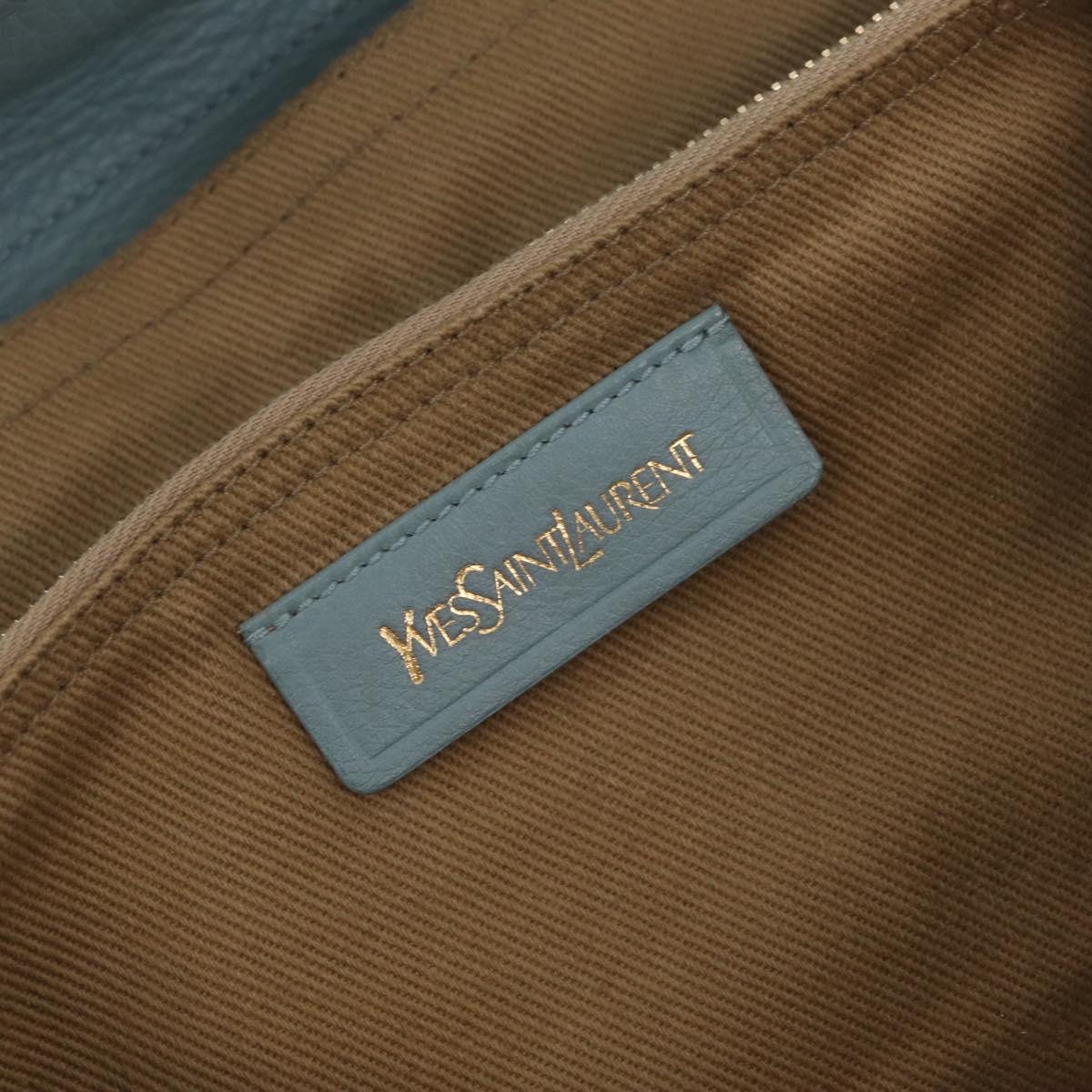 Saint Laurent Muse To Hand Bag Leather 2way Light Blue Gold 283731 Auth 211010V