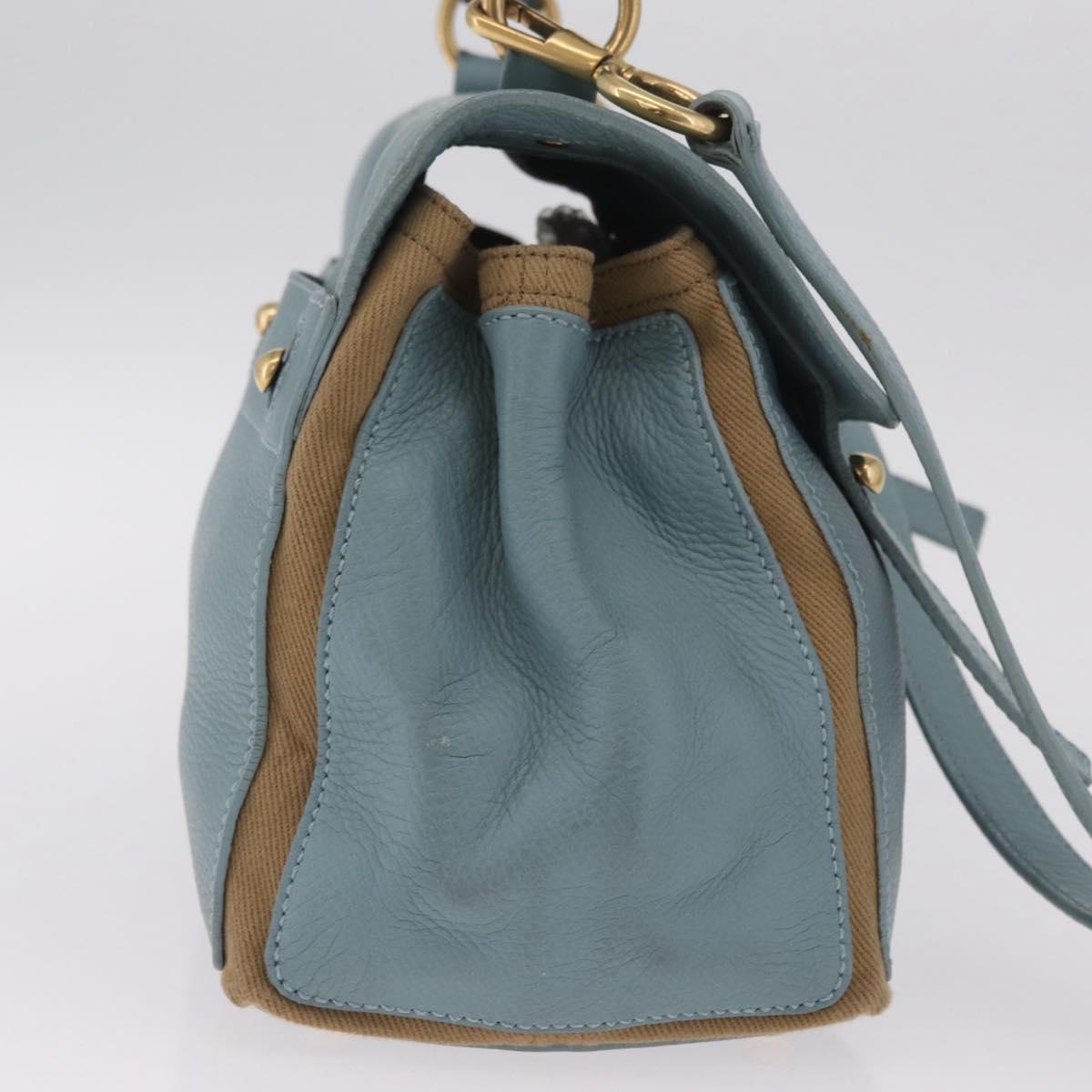 Saint Laurent Muse To Hand Bag Leather 2way Light Blue Gold 283731 Auth 211010V