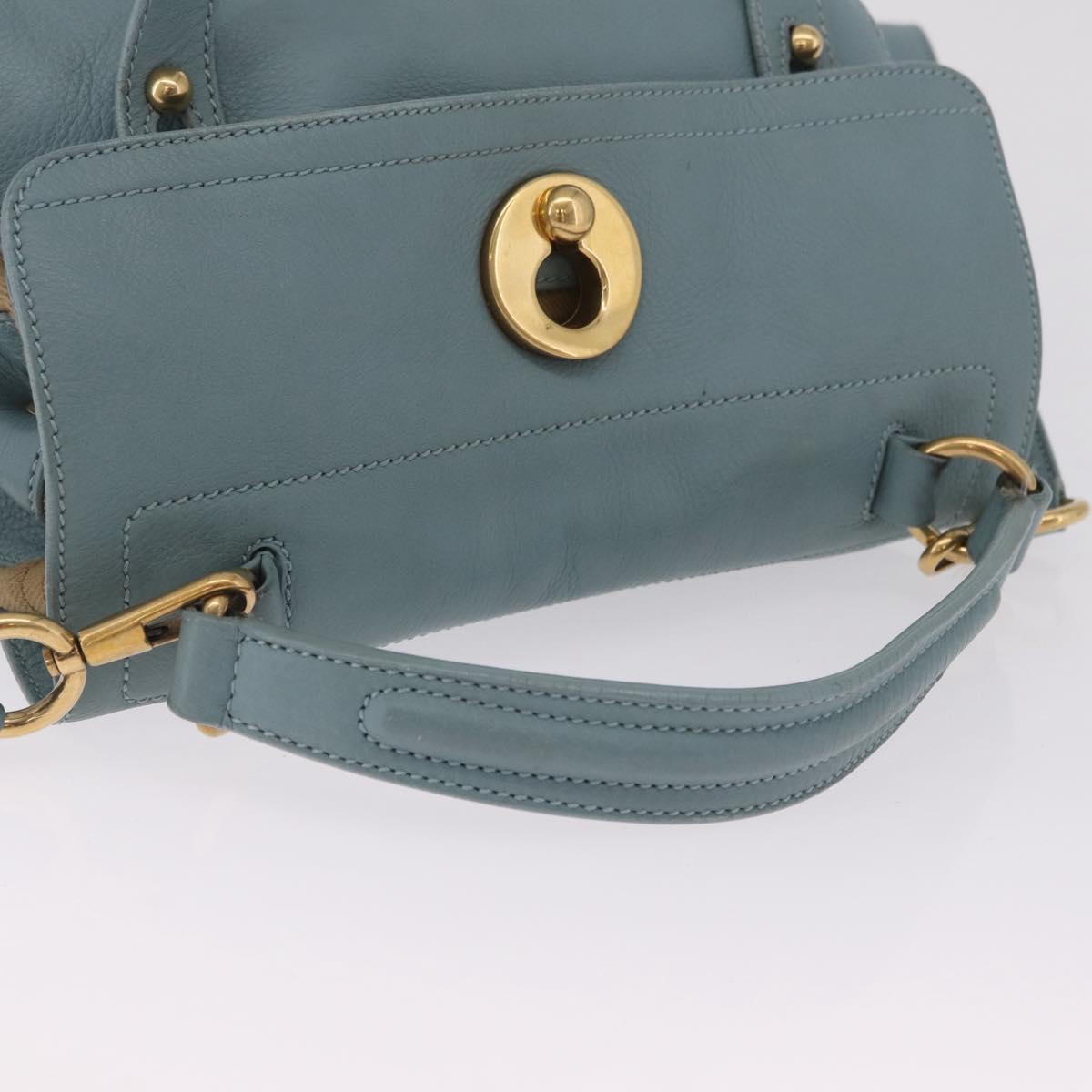 Saint Laurent Muse To Hand Bag Leather 2way Light Blue Gold 283731 Auth 211010V