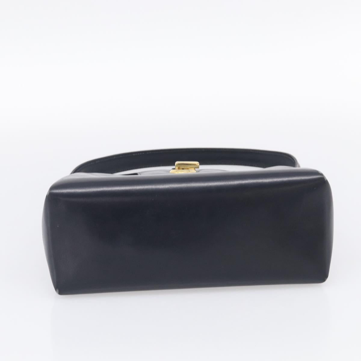 GUCCI Hand Bag Leather Black Gold Tone Auth 211014