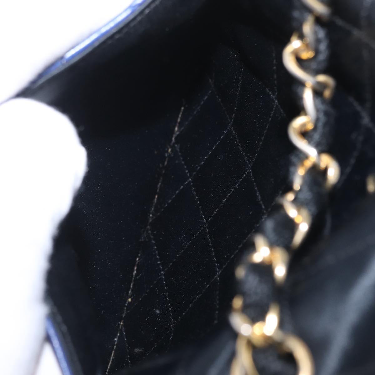 CHANEL Matelasse Chain Shoulder Bag Lamb Skin Navy Gold Tone CC Auth 211015A