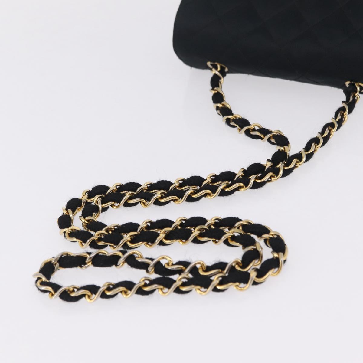 CHANEL Matelasse Chain Shoulder Bag Lamb Skin Navy Gold Tone CC Auth 211015A
