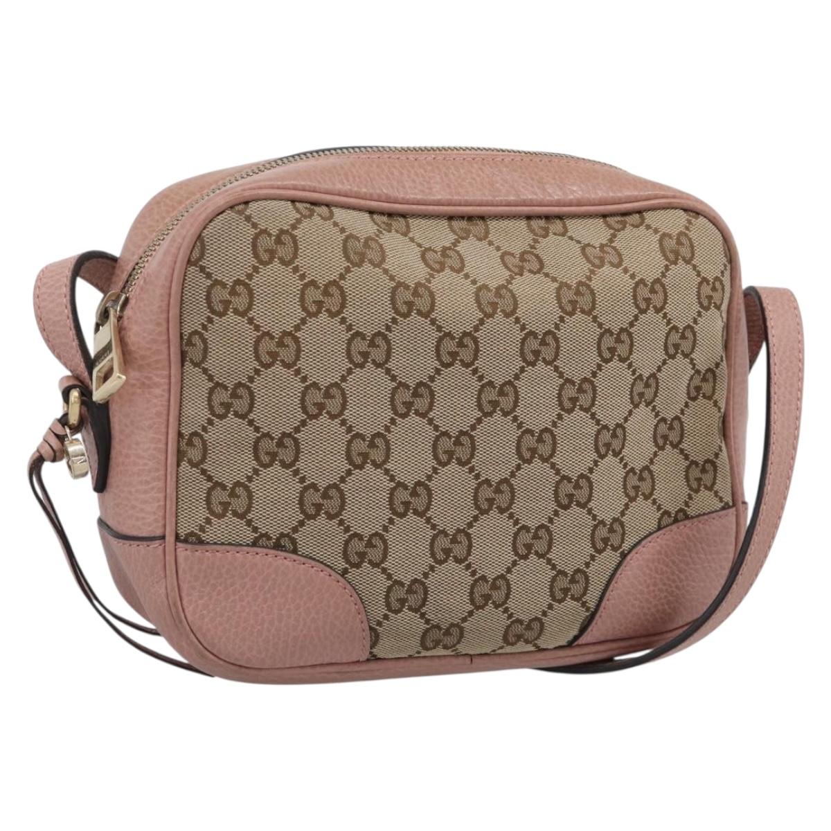 GUCCI GG Canvas Shoulder Bag Beige Gold 449413 Auth 211020V