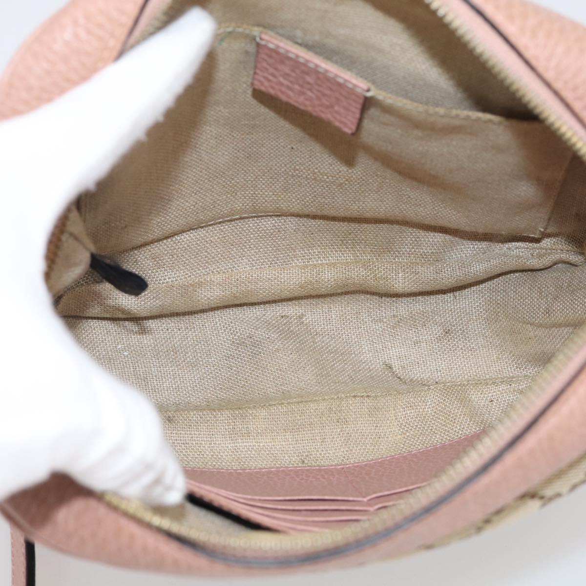 GUCCI GG Canvas Shoulder Bag Beige Gold 449413 Auth 211020V
