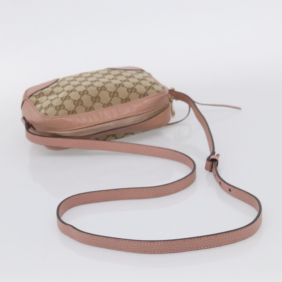 GUCCI GG Canvas Shoulder Bag Beige Gold 449413 Auth 211020V