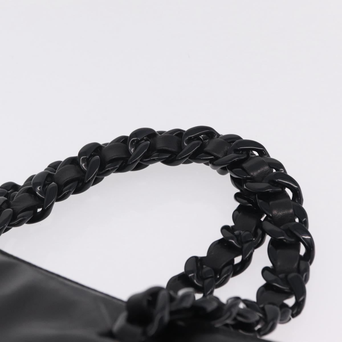 PRADA Chain Shoulder Tote Bag Leather Black Auth 211021A