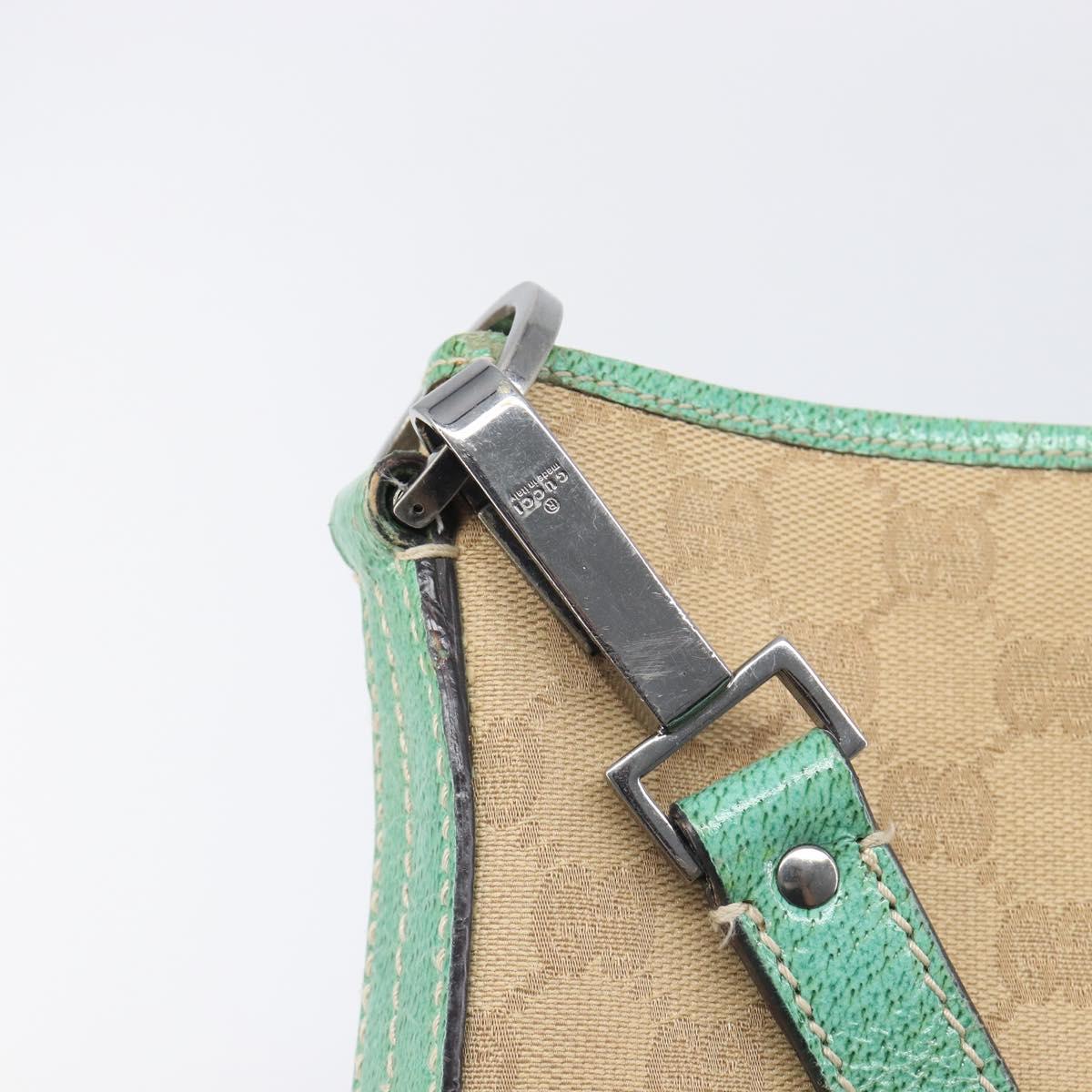GUCCI GG Canvas Shoulder Bag Beige Silver 113013 Auth 211027