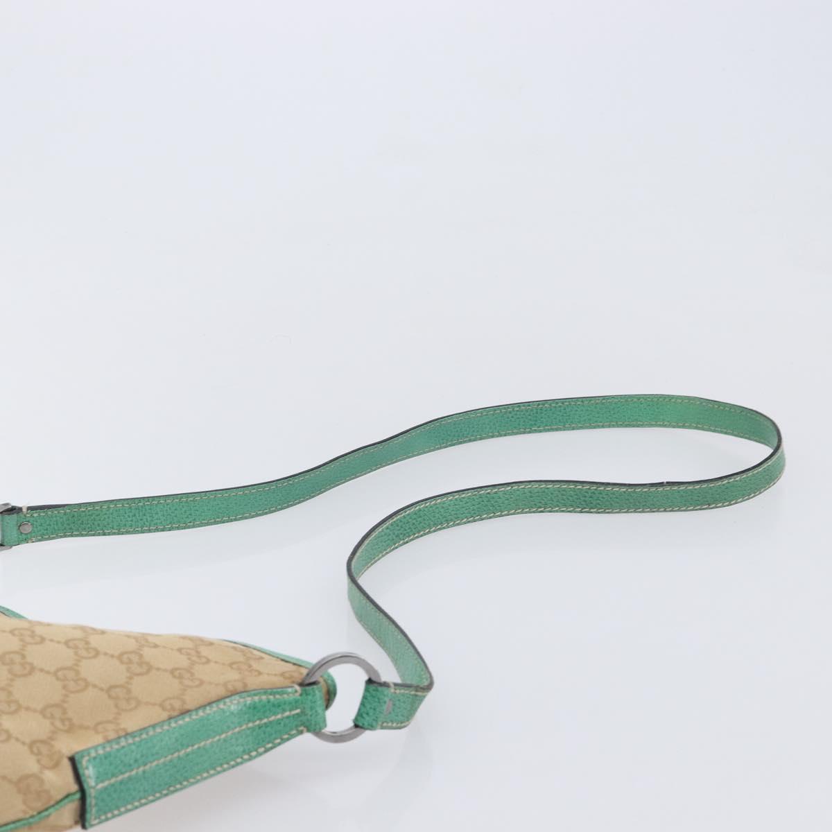 GUCCI GG Canvas Shoulder Bag Beige Silver 113013 Auth 211027