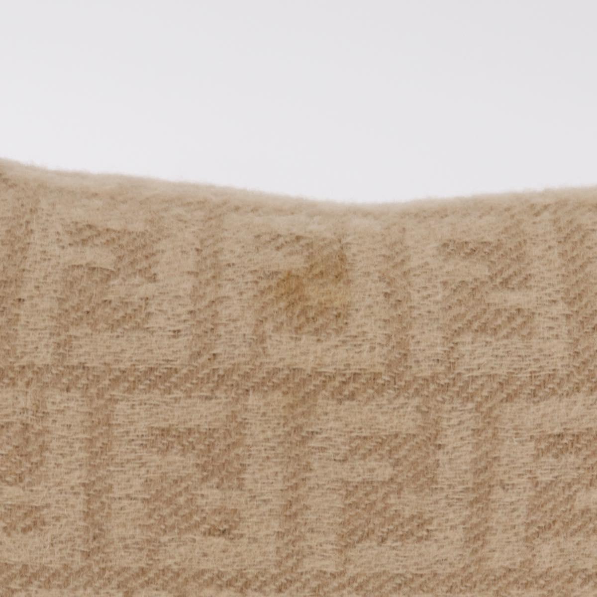 FENDI Zucca Canvas Mamma Baguette Shoulder Bag Wool Beige Silver Auth 211029V