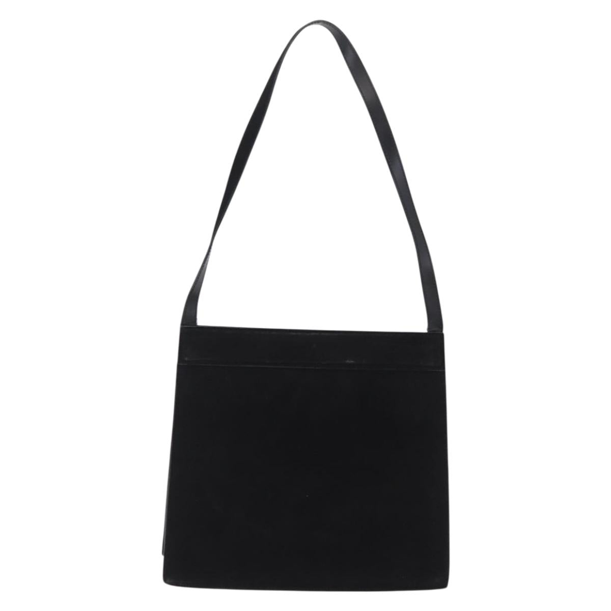 GUCCI Shoulder Bag Suede Black Gold Tone 001 1364 1863 Auth 211030
