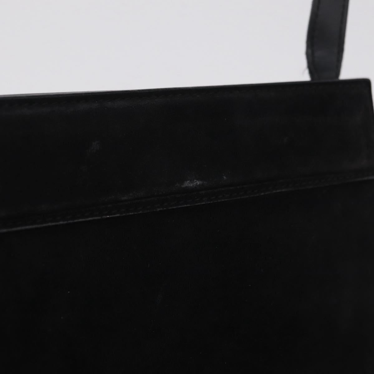 GUCCI Shoulder Bag Suede Black Gold Tone 001 1364 1863 Auth 211030