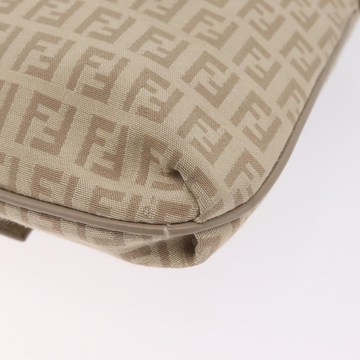 FENDI Zucchino Canvas Shoulder Bag Beige Silver 8BT075 Auth 211031