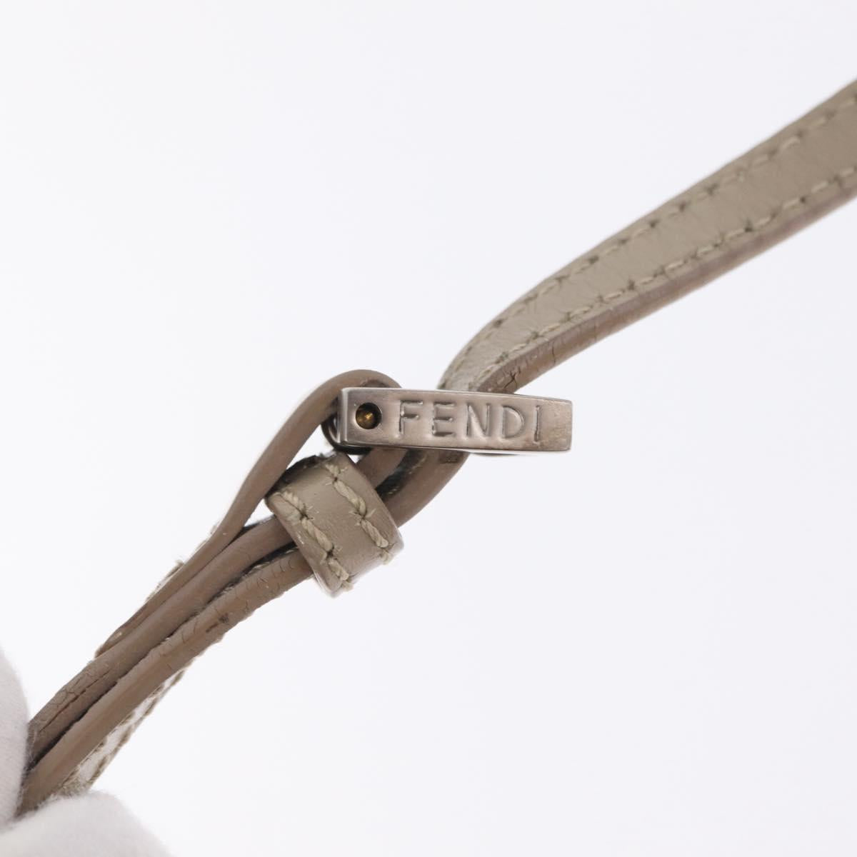 FENDI Zucchino Canvas Shoulder Bag Beige Silver 8BT075 Auth 211031