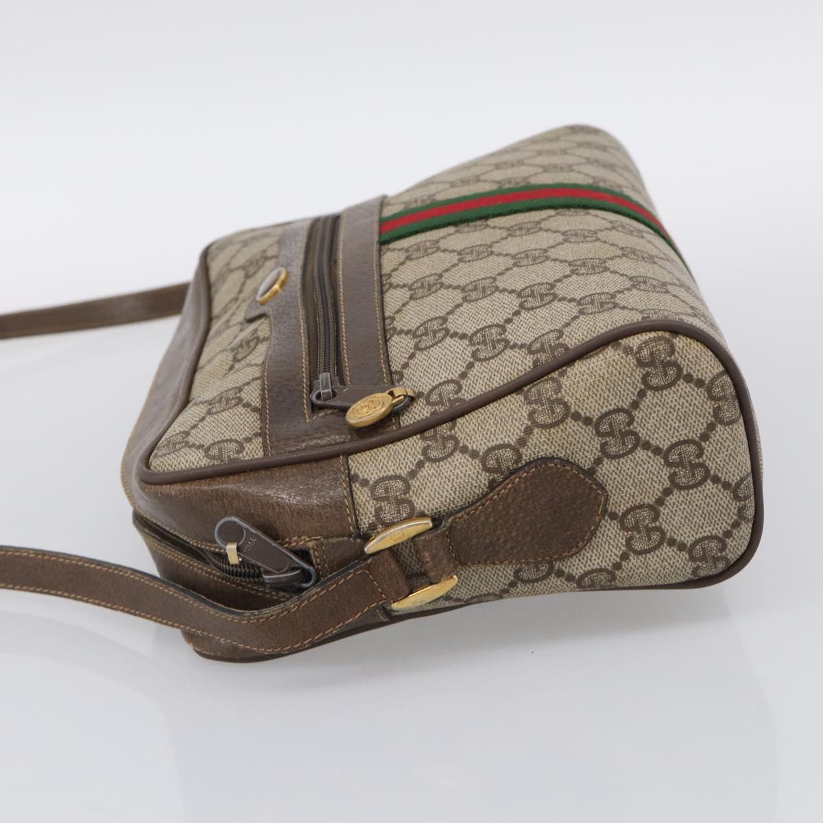 GUCCI GG Supreme Web Sherry Line Shoulder Bag PVC Beige 68 02 005 Auth 211033