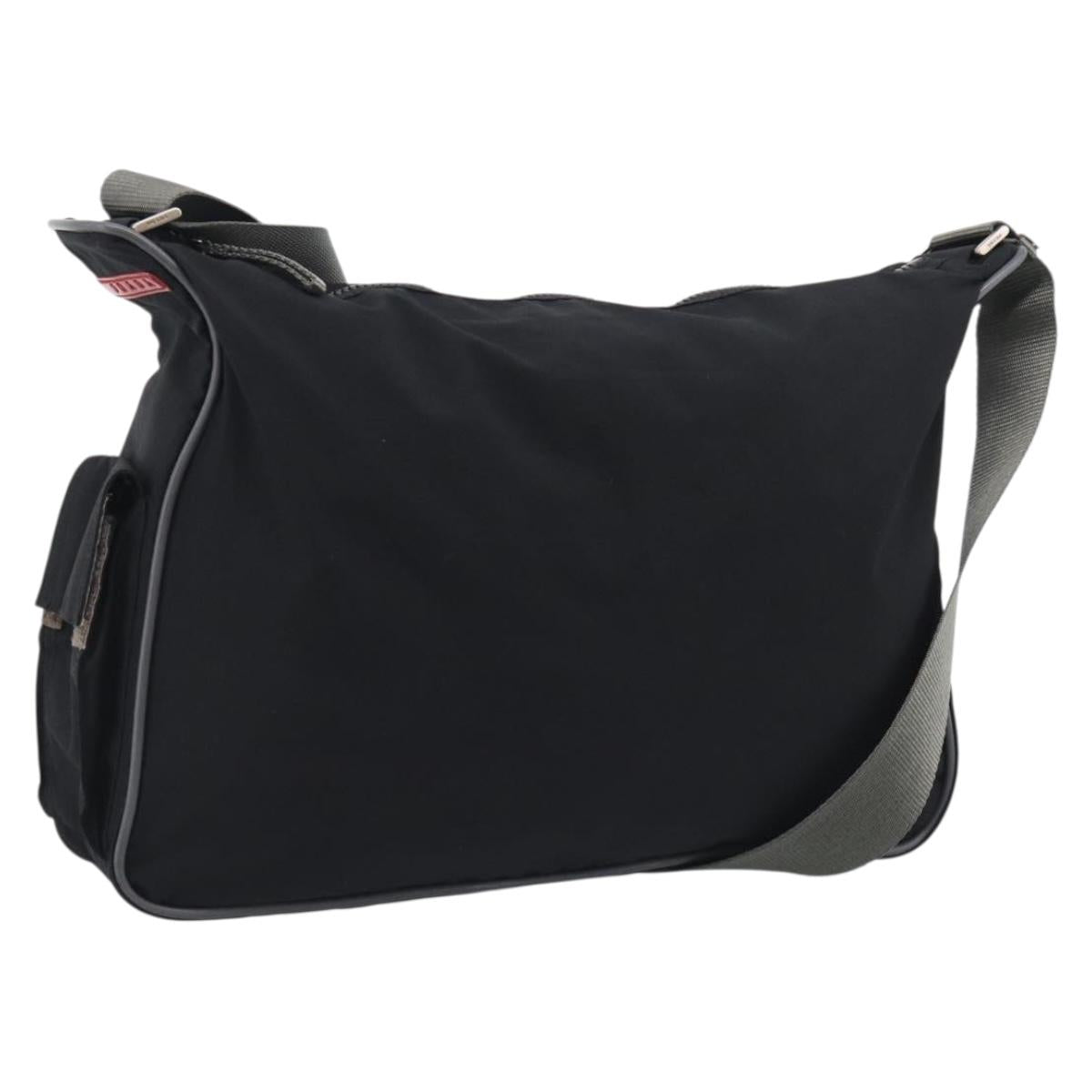 PRADA Shoulder Bag Nylon Black Silver Auth 211044A