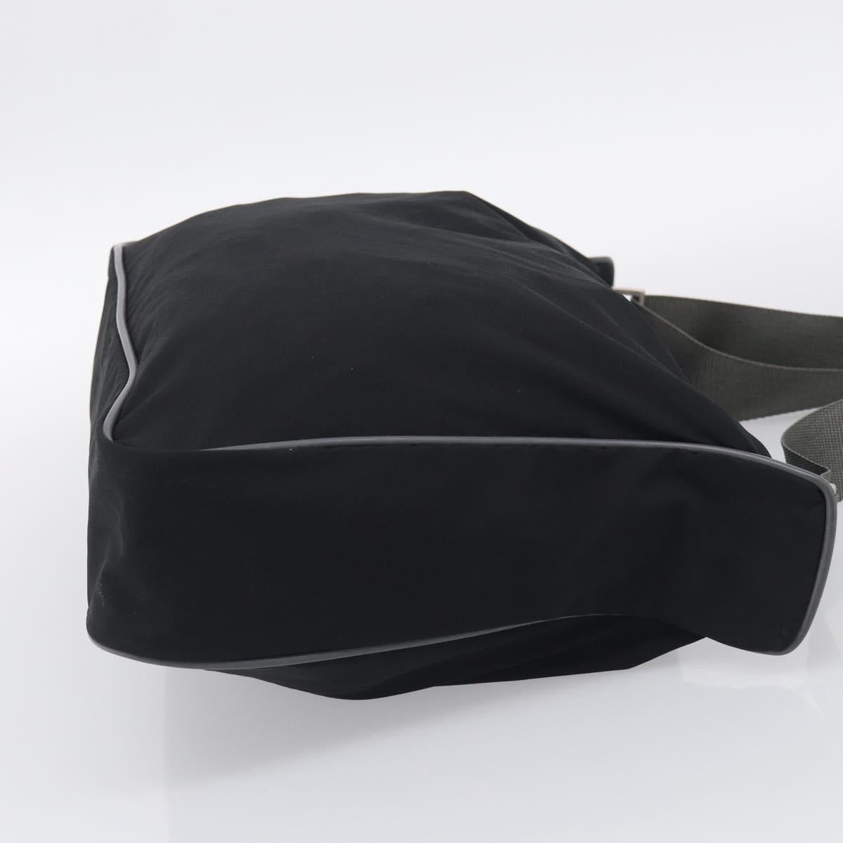 PRADA Shoulder Bag Nylon Black Silver Auth 211044A