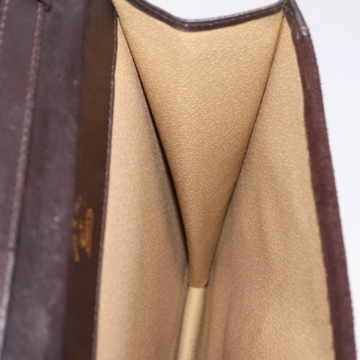 GUCCI Web Sherry Line Shoulder Bag Suede Brown Gold Tone Auth 211045