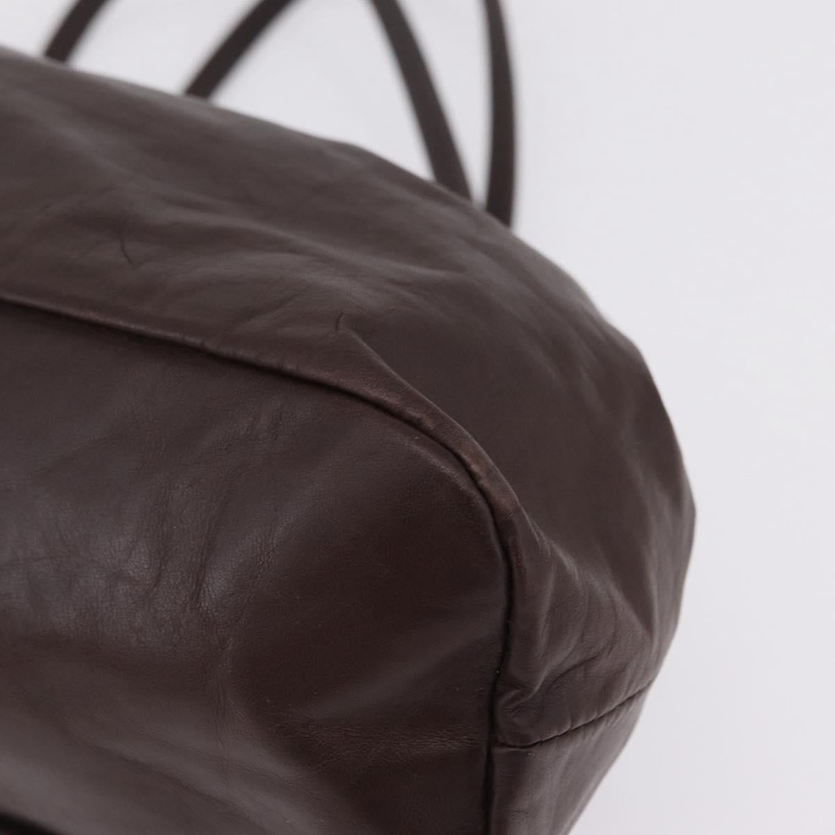 Miu Miu Hand Bag Leather Dark Brown Auth 211051