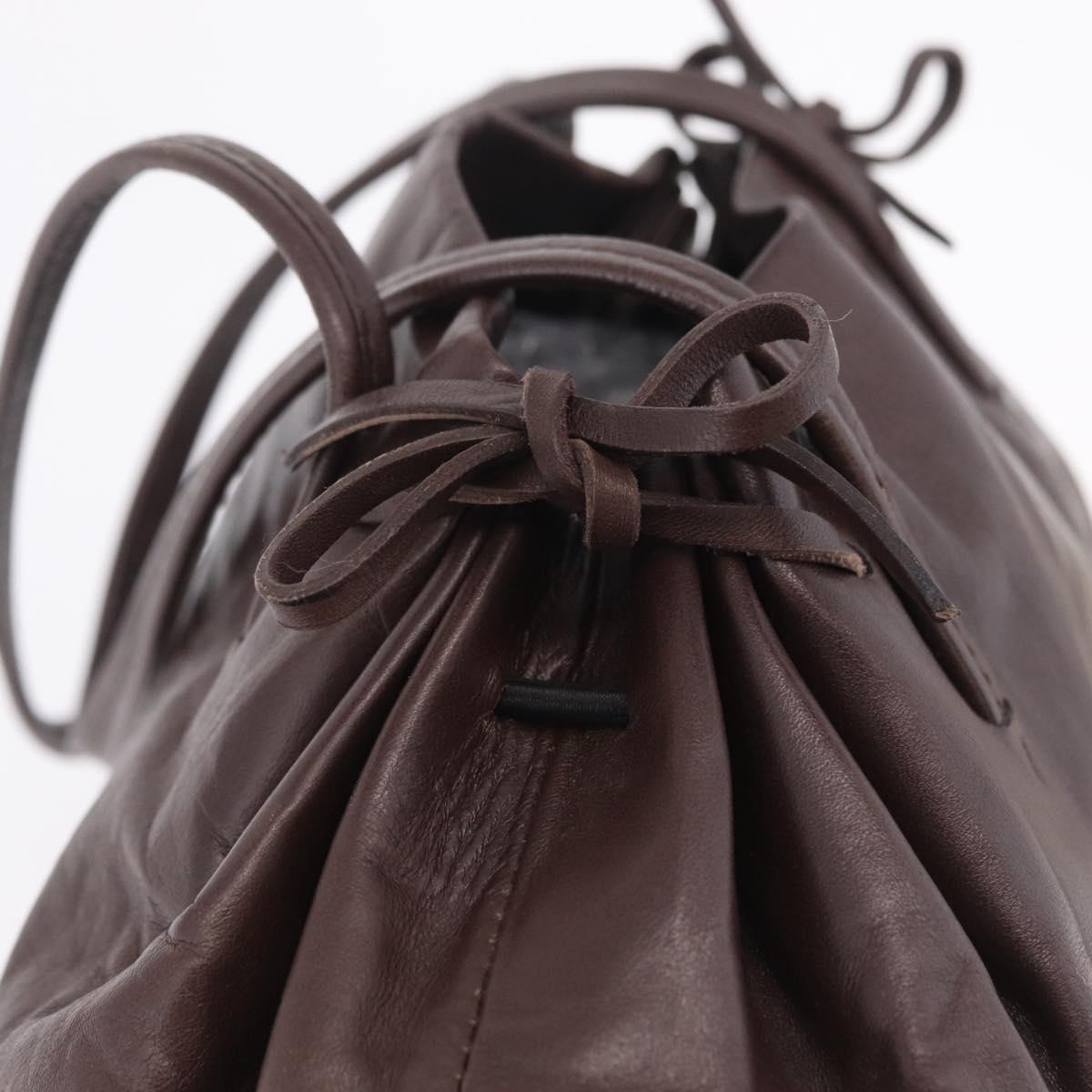 Miu Miu Hand Bag Leather Dark Brown Auth 211051