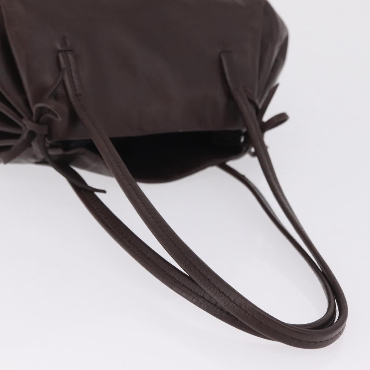 Miu Miu Hand Bag Leather Dark Brown Auth 211051