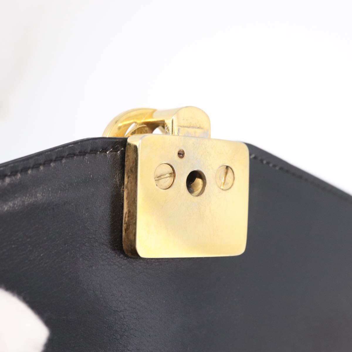 GUCCI Shoulder Bag Leather Black Gold Tone Auth 211052A