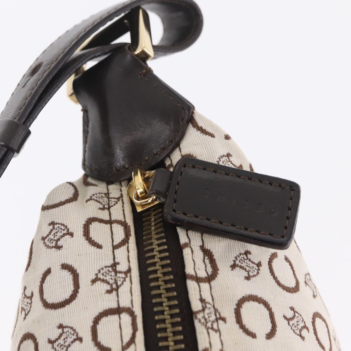 CELINE C Macadam Shoulder Bag Canvas Brown Gold Tone Auth 211054V