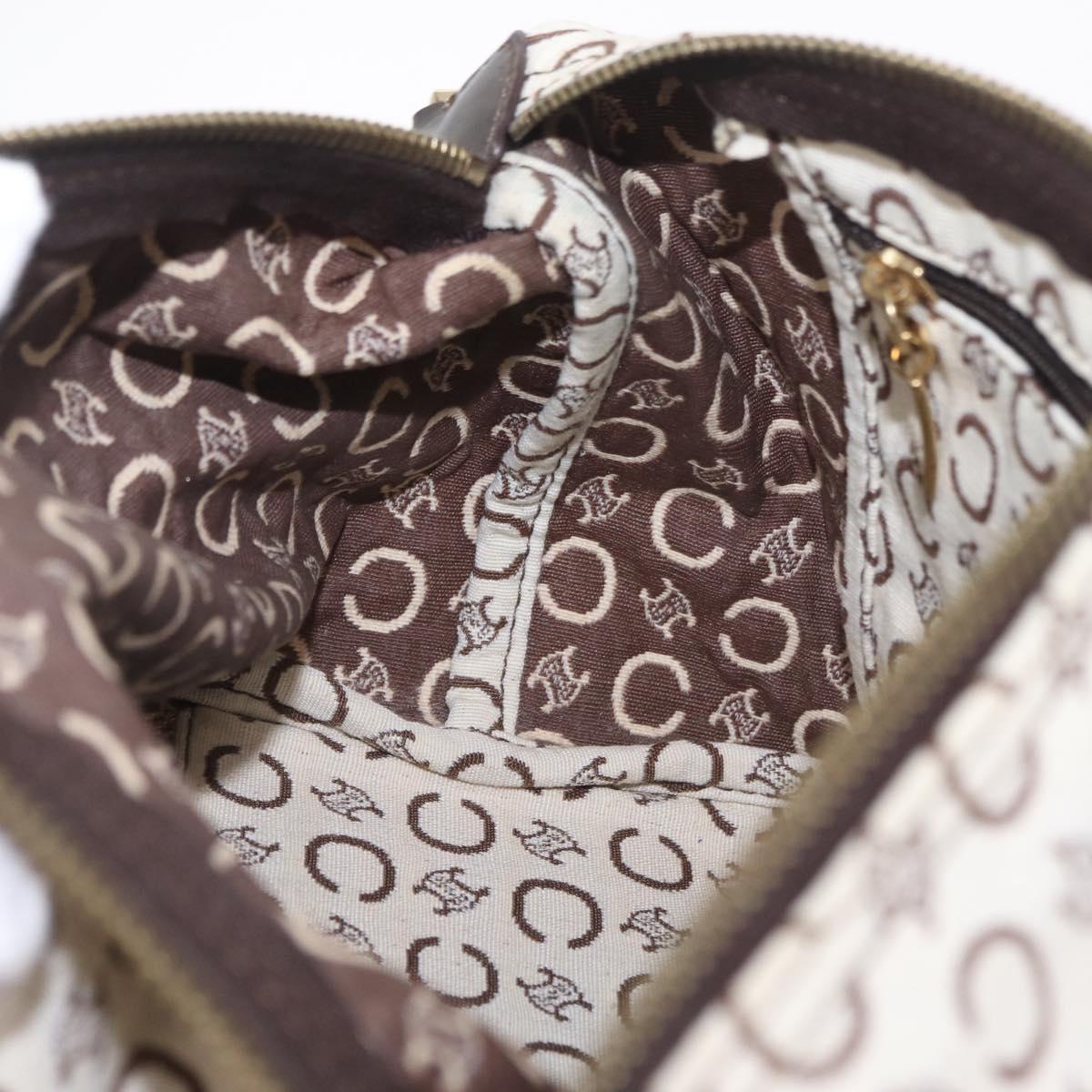 CELINE C Macadam Shoulder Bag Canvas Brown Gold Tone Auth 211054V
