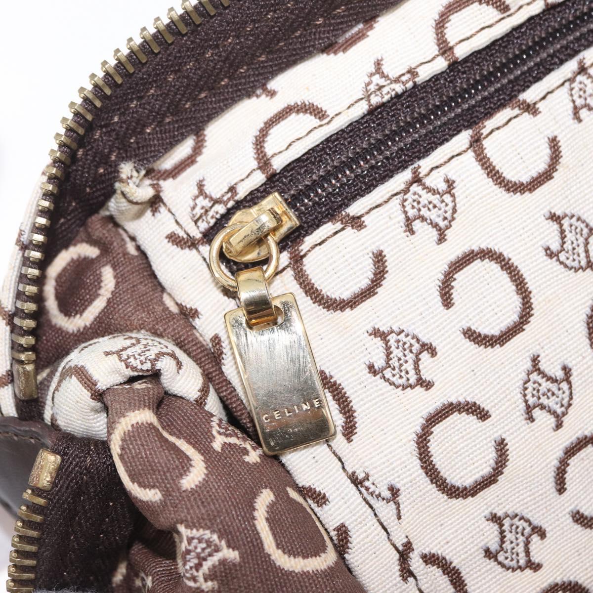 CELINE C Macadam Shoulder Bag Canvas Brown Gold Tone Auth 211054V
