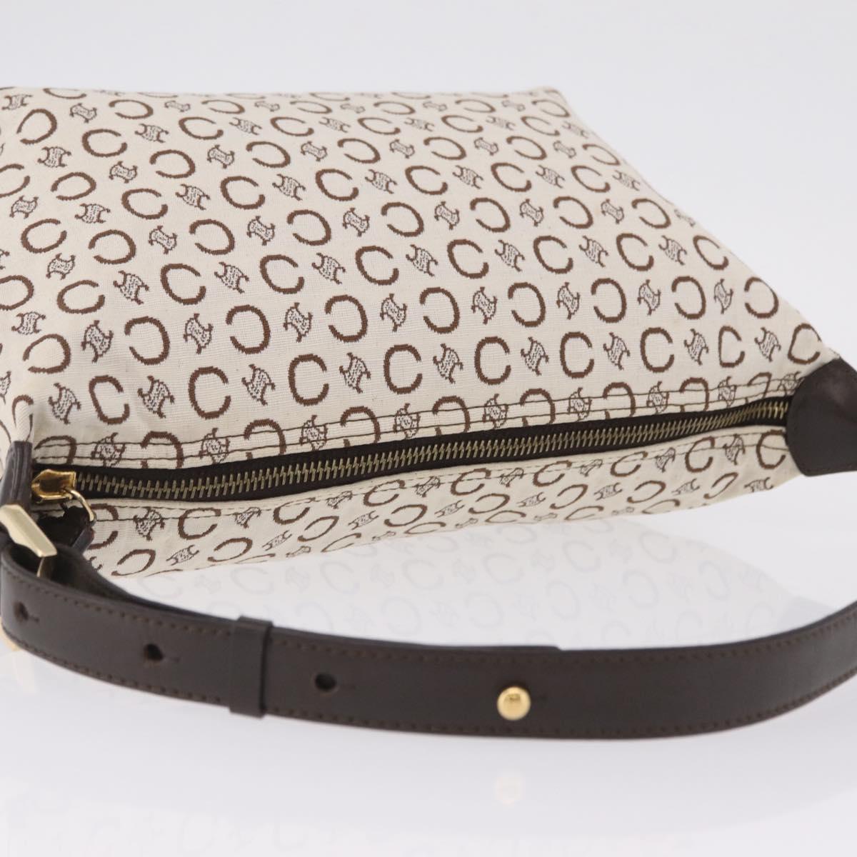CELINE C Macadam Shoulder Bag Canvas Brown Gold Tone Auth 211054V