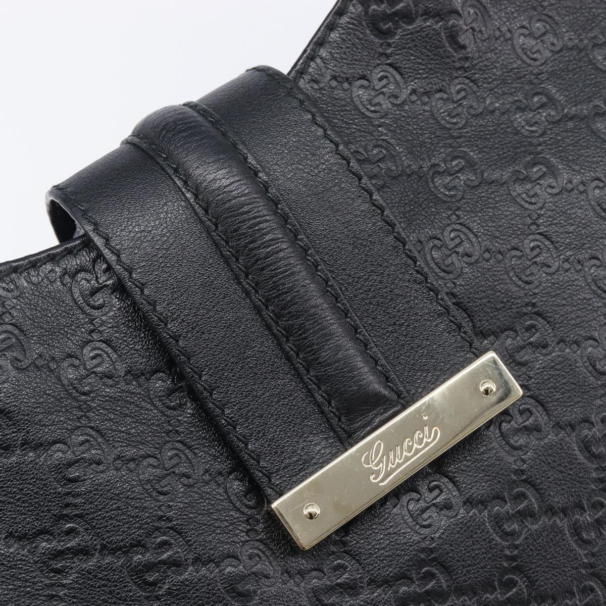 GUCCI GG Canvas Guccissima Shoulder Bag Leather Black Gold 233604 Auth 211062V