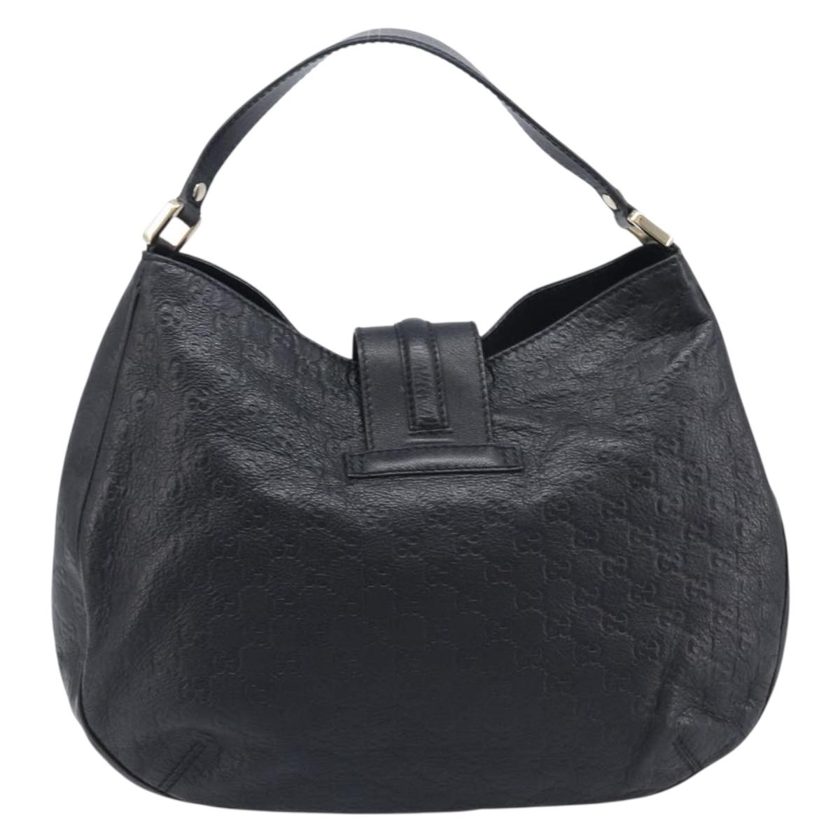 GUCCI GG Canvas Guccissima Shoulder Bag Leather Black Gold 233604 Auth 211062V