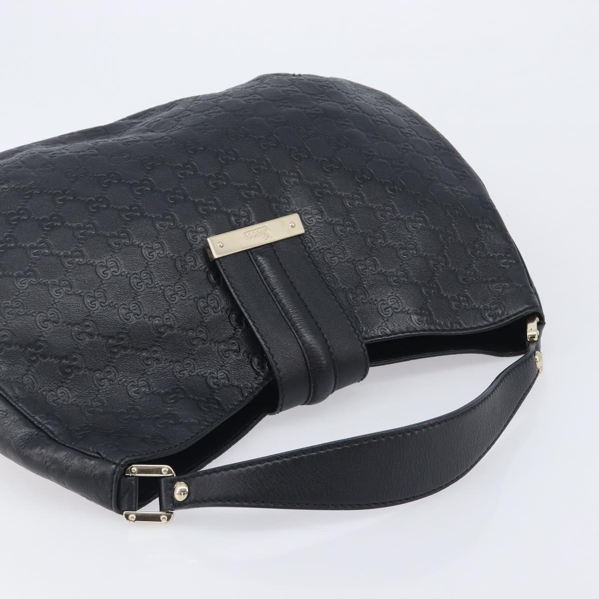 GUCCI GG Canvas Guccissima Shoulder Bag Leather Black Gold 233604 Auth 211062V