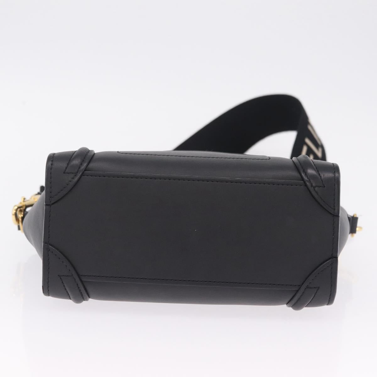 CELINE Luggage Nano Shopper Hand Bag Leather 2way Black Gold Tone Auth 211063M