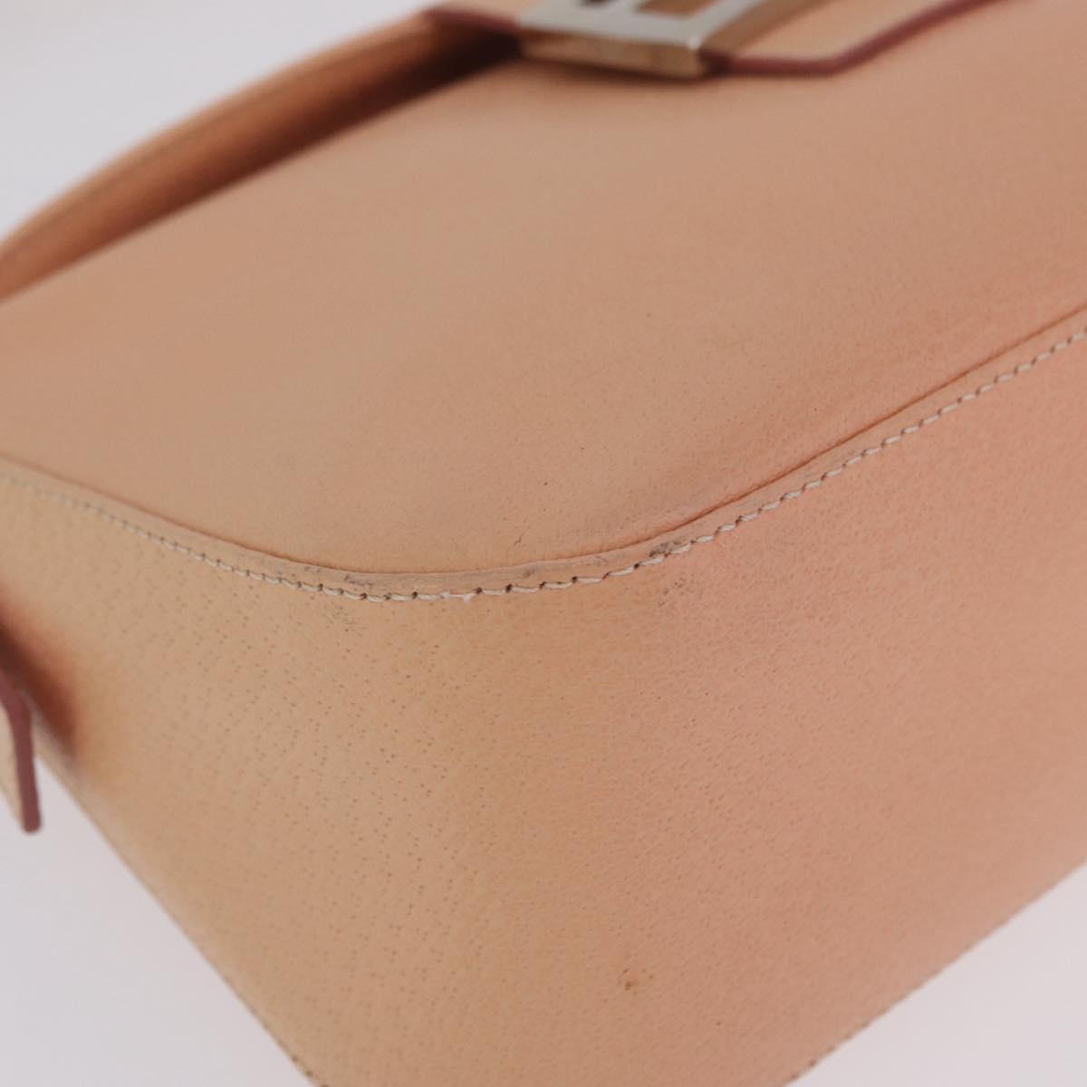 FENDI Mamma Baguette Shoulder Bag Leather Pink Silver Auth 211066V