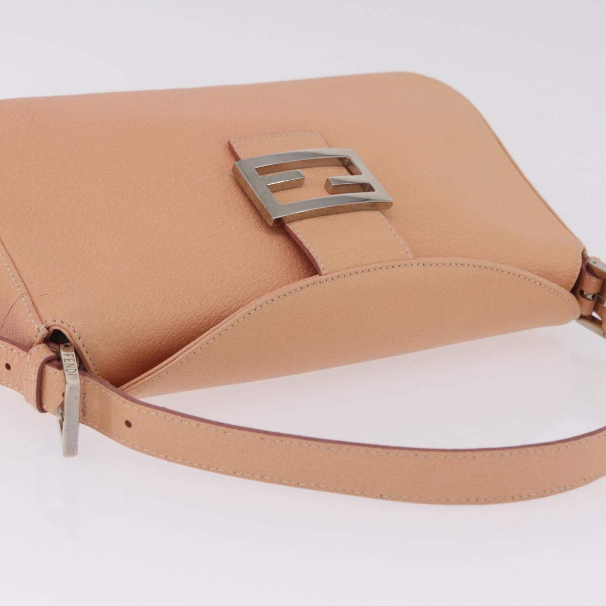 FENDI Mamma Baguette Shoulder Bag Leather Pink Silver Auth 211066V