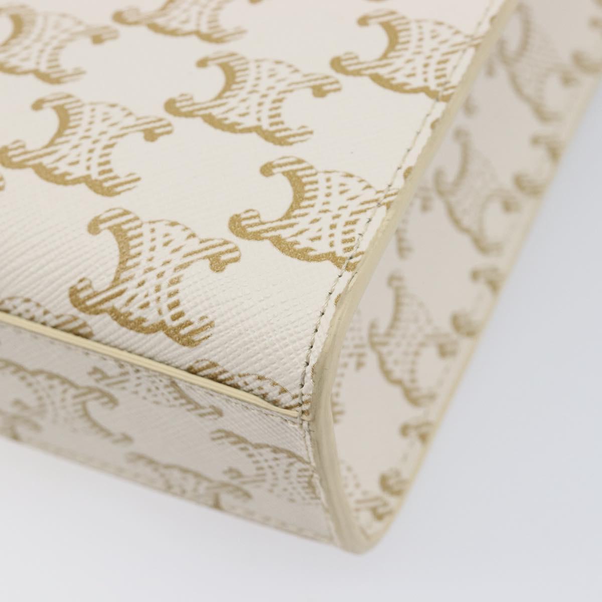 CELINE Triomphe Mini Vertical Cabas Hand Bag PVC 2way Ivory Gold Auth 211067V