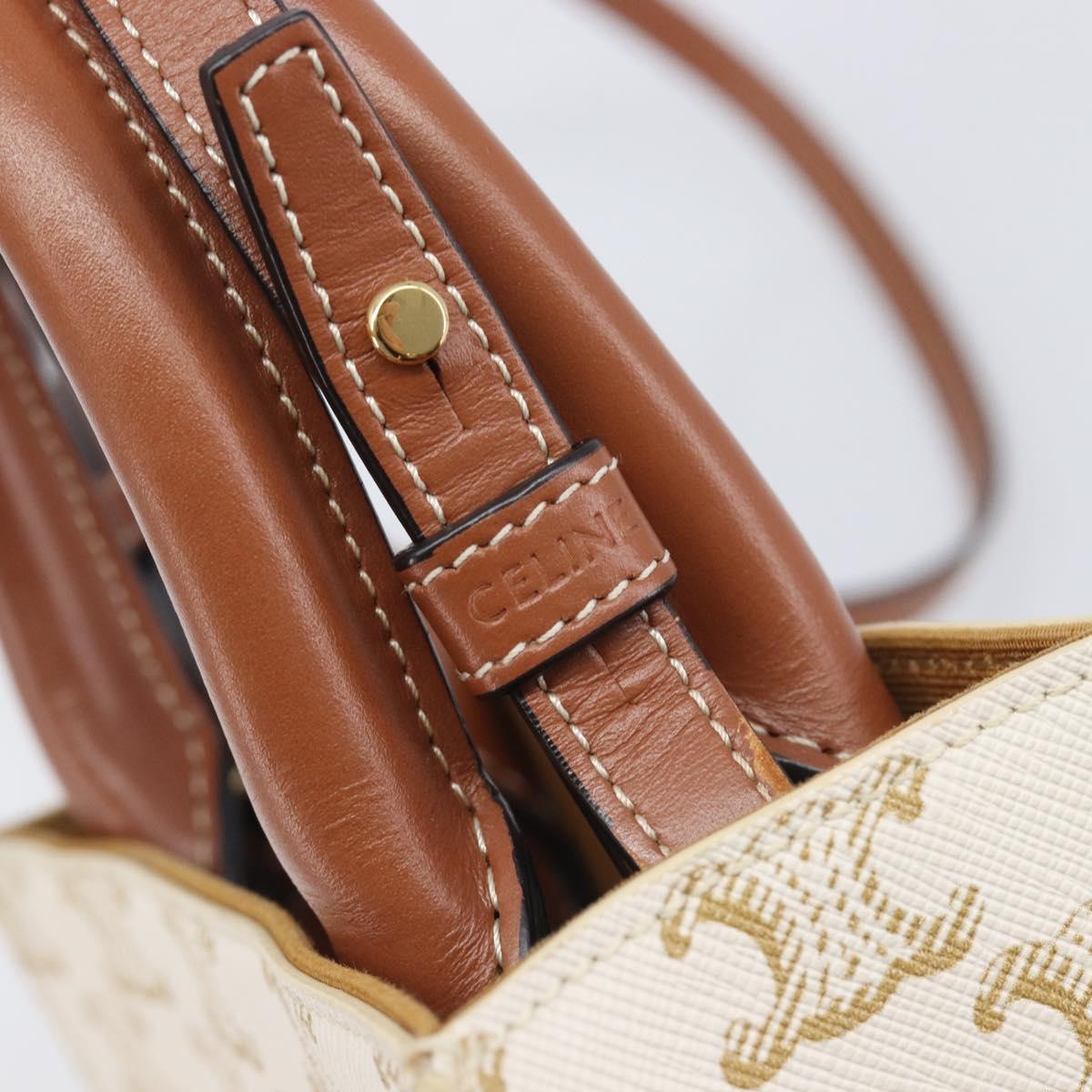 CELINE Triomphe Mini Vertical Cabas Hand Bag PVC 2way Ivory Gold Auth 211067V