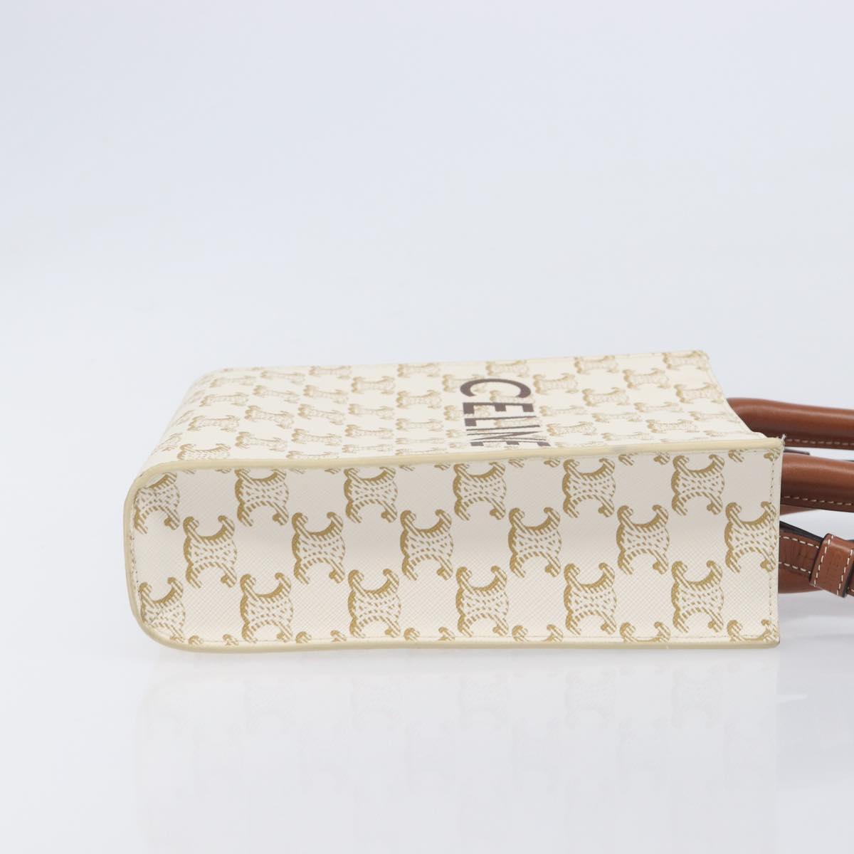 CELINE Triomphe Mini Vertical Cabas Hand Bag PVC 2way Ivory Gold Auth 211067V