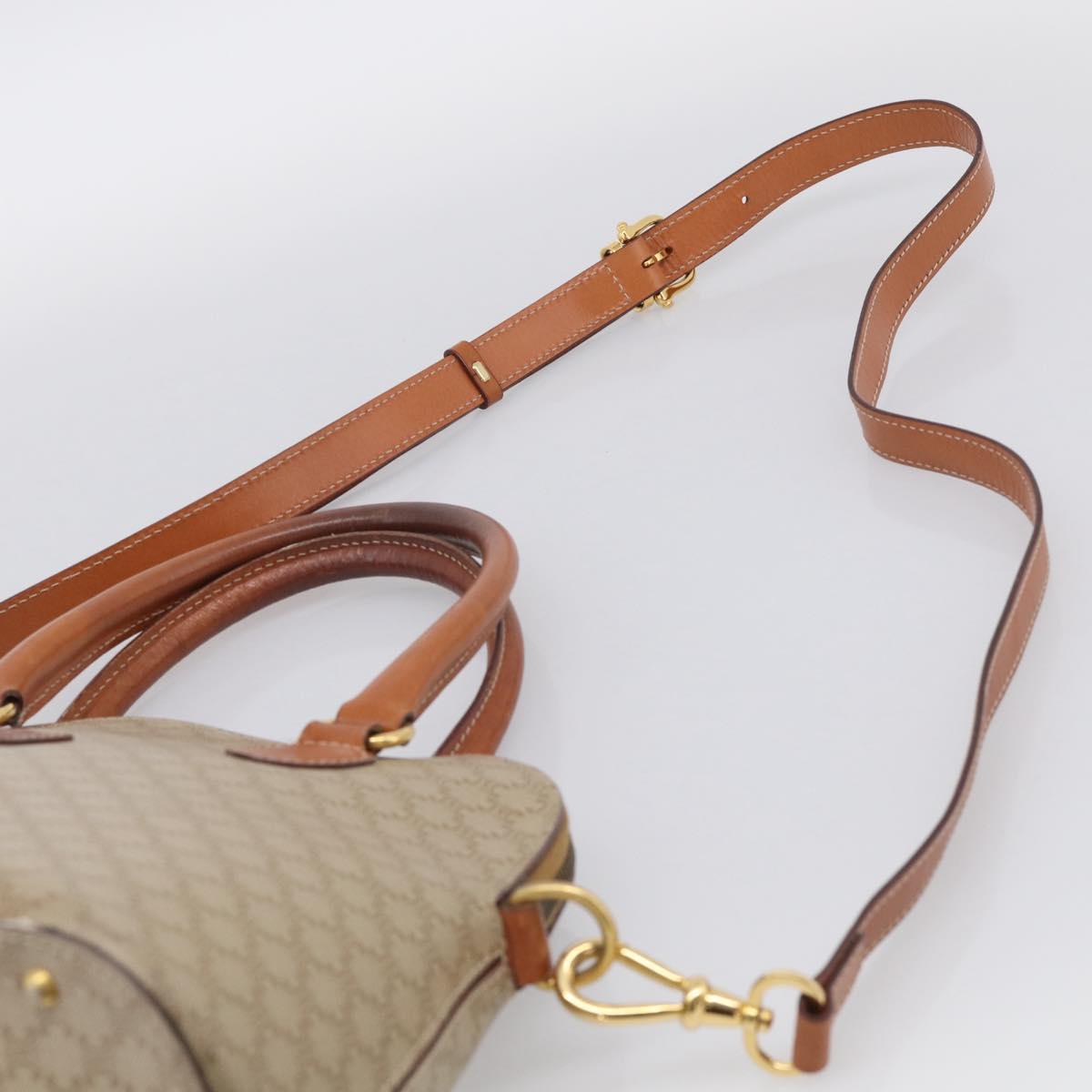 CELINE Macadam Hand Bag PVC 2way Beige Gold Tone Auth 211069A