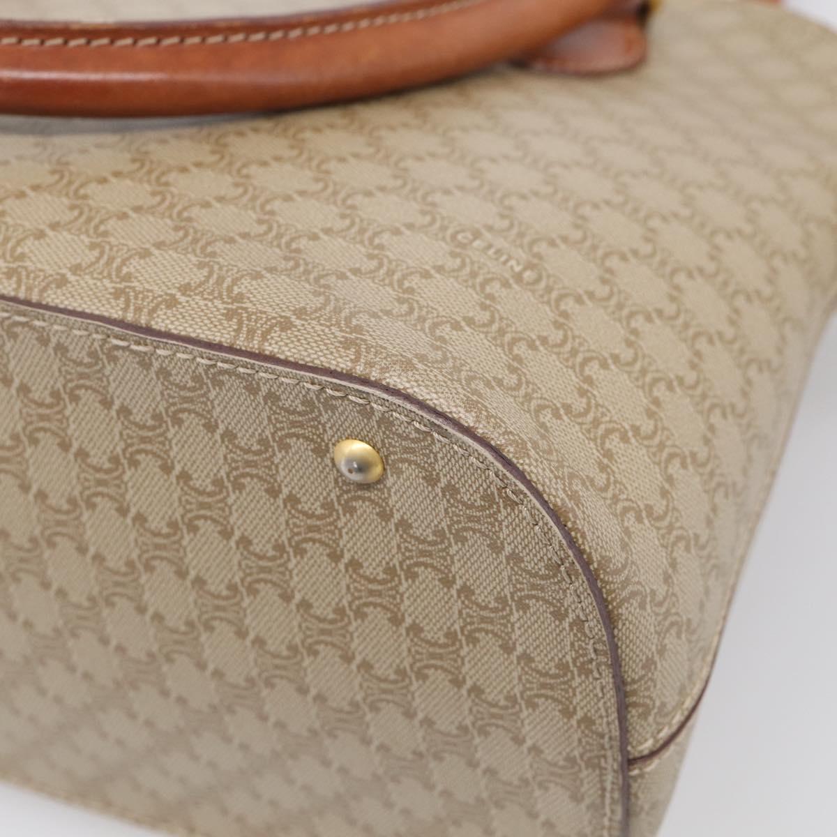 CELINE Macadam Hand Bag PVC 2way Beige Gold Tone Auth 211069A