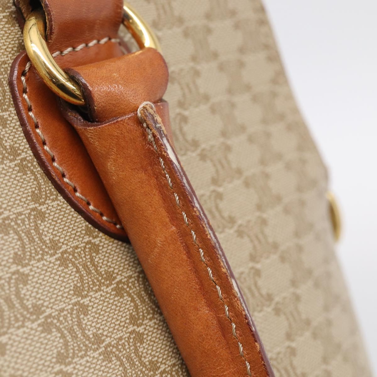 CELINE Macadam Hand Bag PVC 2way Beige Gold Tone Auth 211069A
