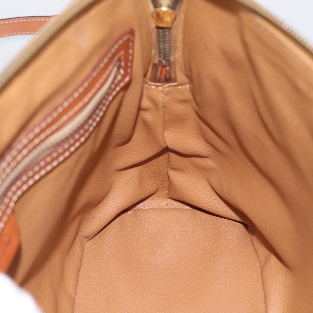 CELINE Macadam Hand Bag PVC 2way Beige Gold Tone Auth 211069A