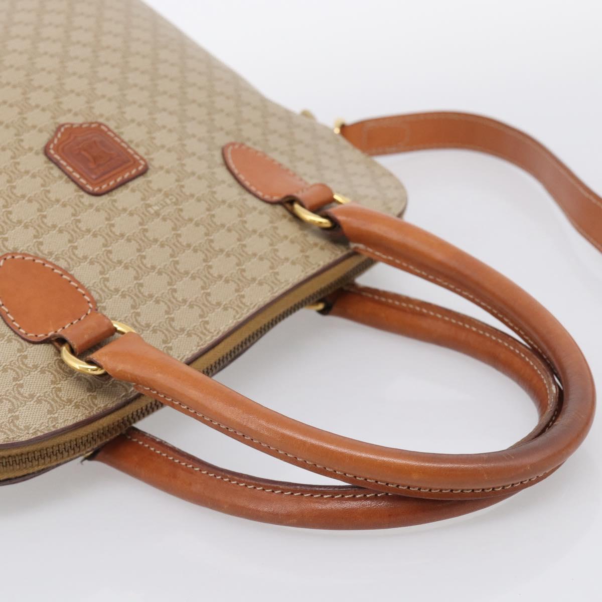 CELINE Macadam Hand Bag PVC 2way Beige Gold Tone Auth 211069A